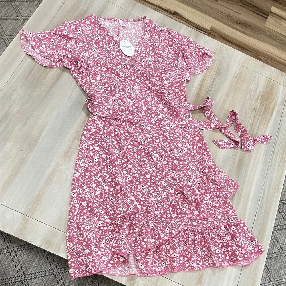 Floral Pink Wrap Dress